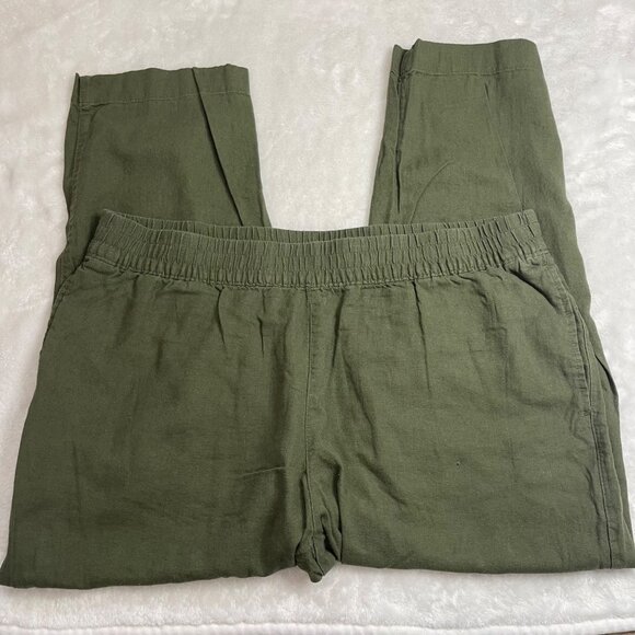 Old Navy High-Rise Straight Pants Womens Size XL Green Linen Rayon Comfort Waist - Picture 9 of 11